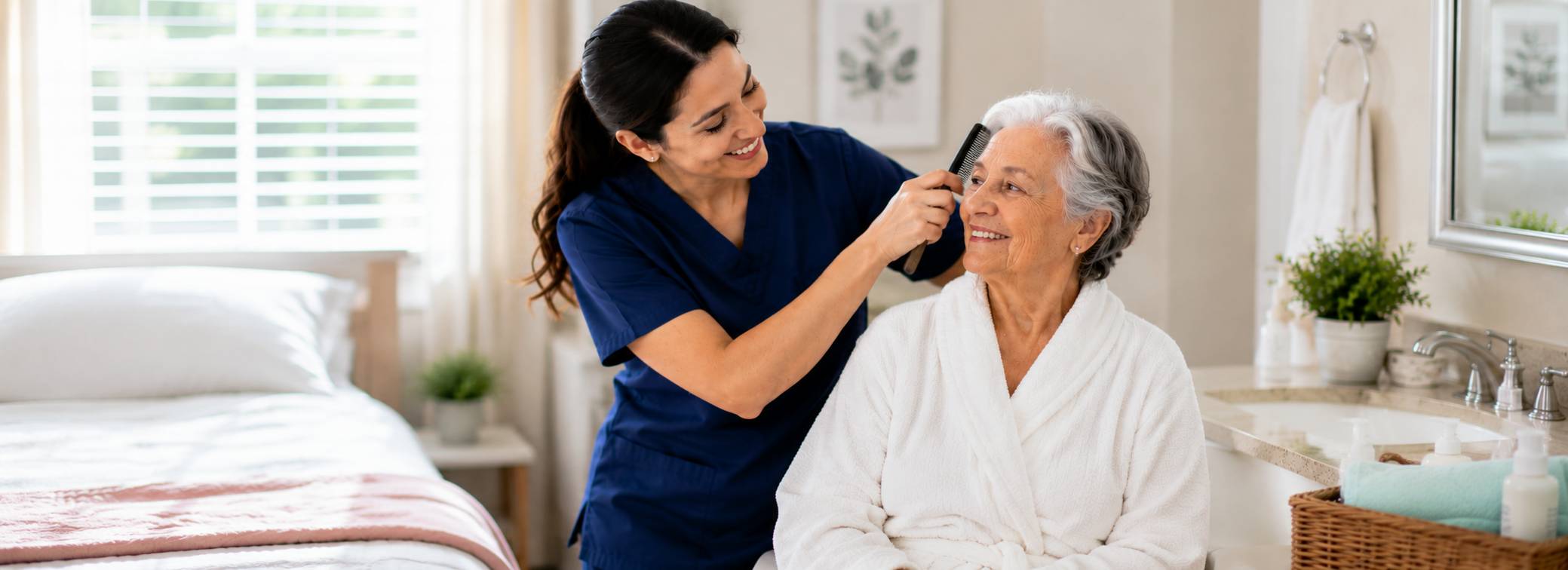 Caregiver providing specialized personal care to senior in Edinburg TX